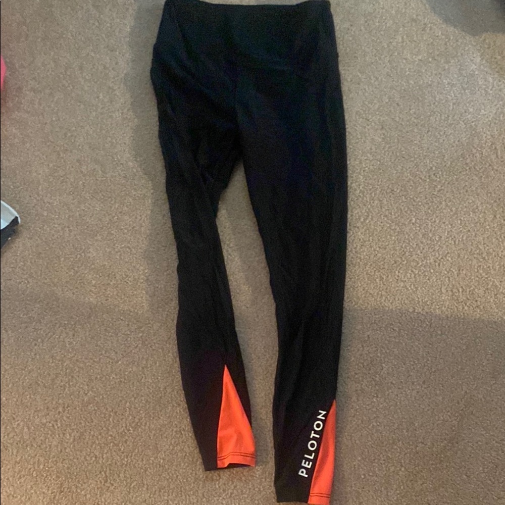Peloton Black and Orange Athletic Leggings